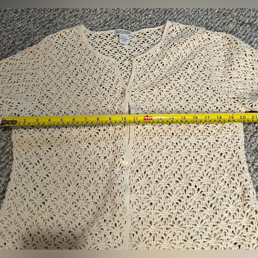 Vintage Northern Reflections Cream Open-Knit Cardigan - Picture 14 of 15